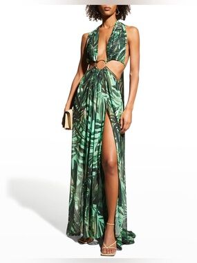 Bronx and Banco Kenya Cutout Maxi Dress Green